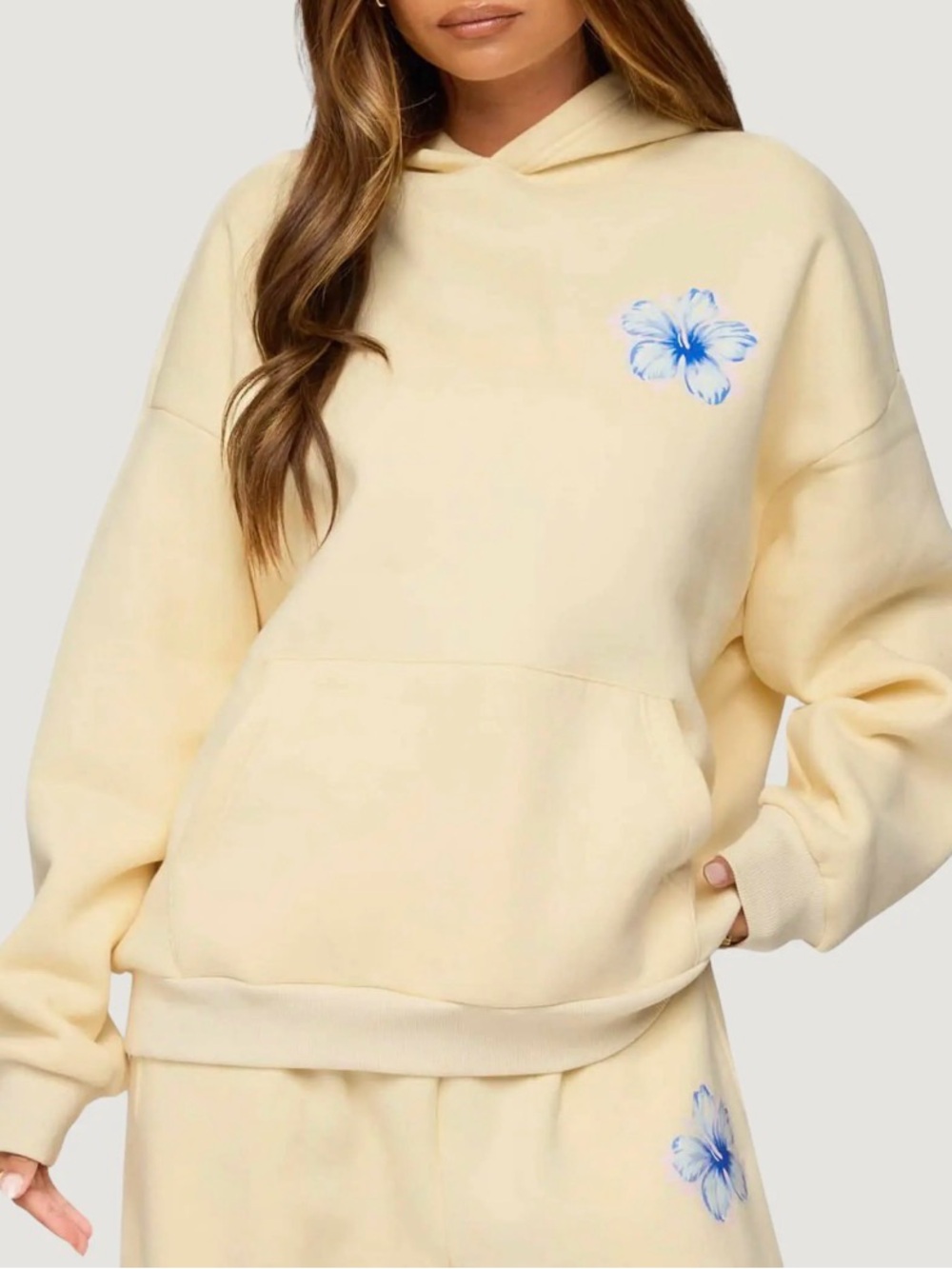 Edikted Tropical Bloom Hoodie in Yellow Size Small NWT